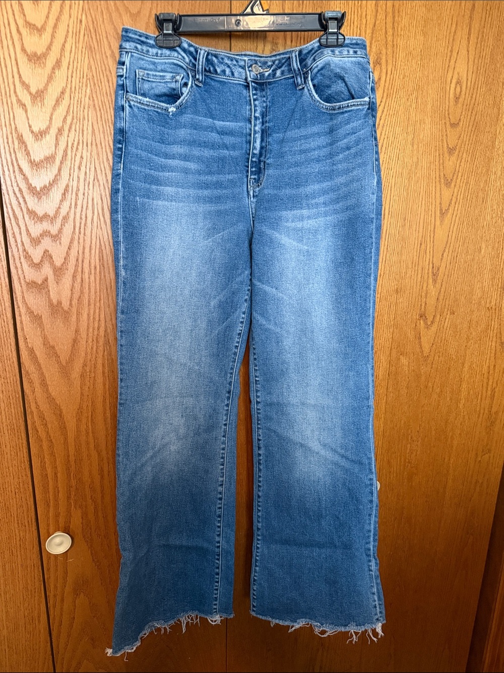 Flying Monkey Mid-Wash Women's Wide Jeans with Raw Hem